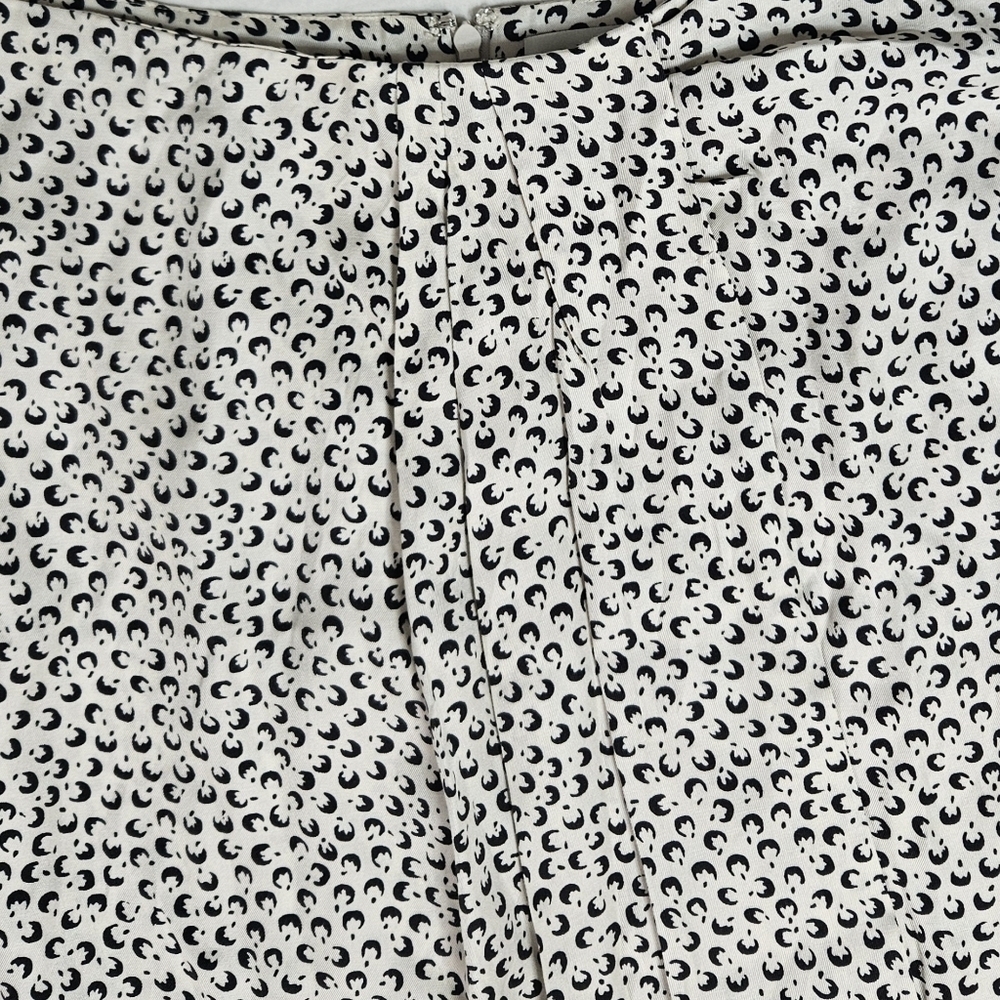 Vince Star Dot Drape Skirt Silk Blend Front Pleat Midi Ivory & Black size 8 - Picture 3 of 9